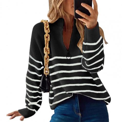 Daliah | Gestreepte half-zip trui