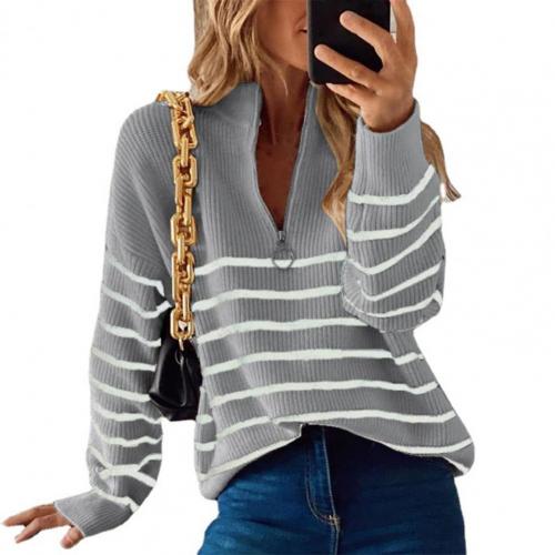 Daliah | Gestreepte half-zip trui
