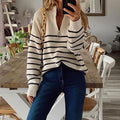 Daliah | Gestreepte half-zip trui